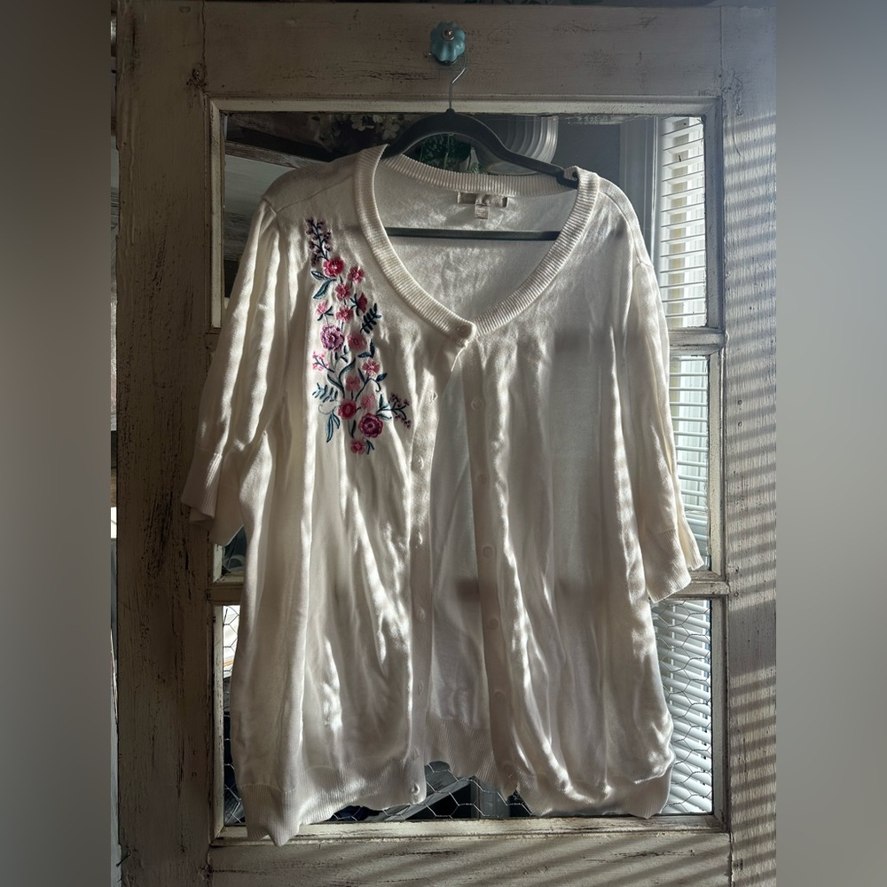 Woman Within | Floral Embroidery Knit Sweater